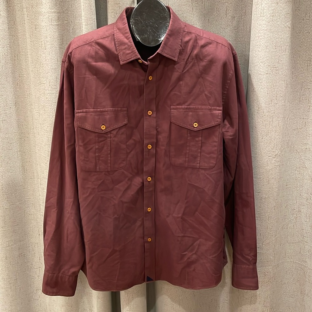 UNTUCKit Men’s Long Sleeve Button Down Collared Cotton Shirt XL Burgundy